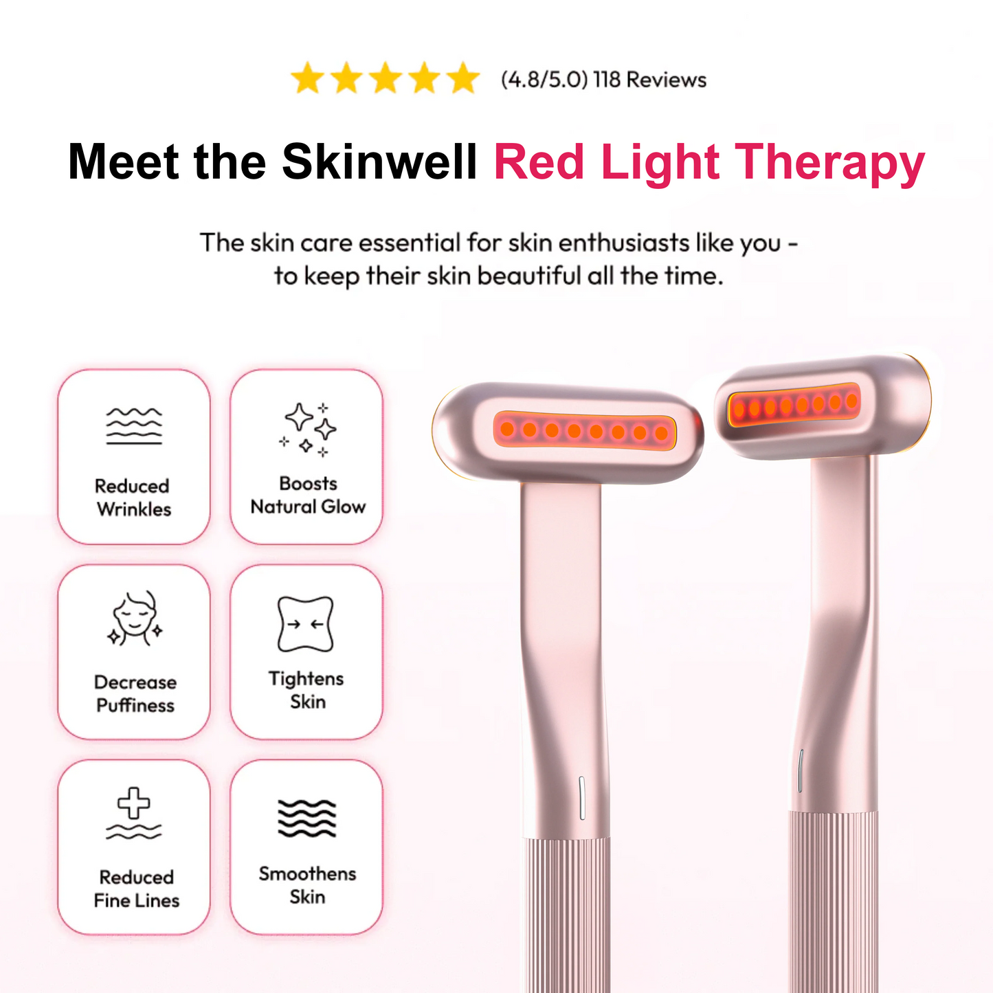 Anti-Aging Red Light Therapy Skincare Wand